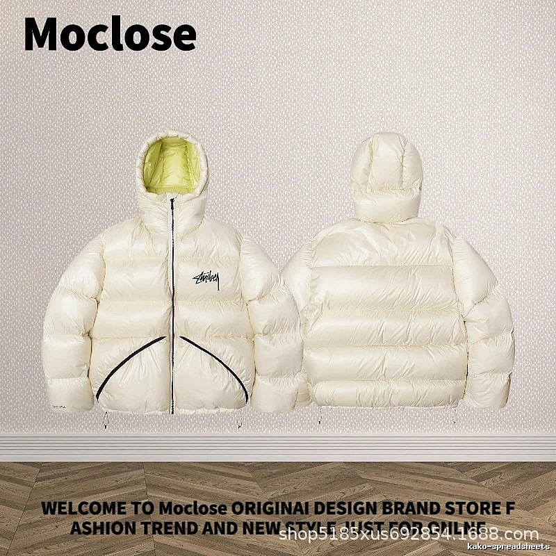 Moclose Travel Puffer jacket Black Glossy Hooded with Modern Look