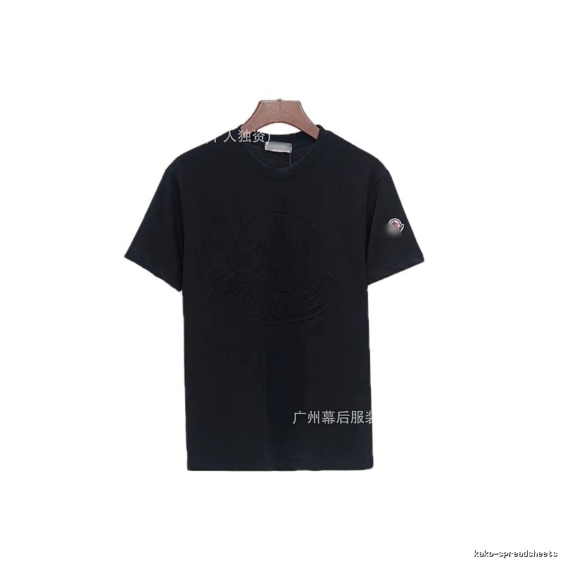 Moncler Embossed Streetwear Style Black Short-Sleeve T-Shirt