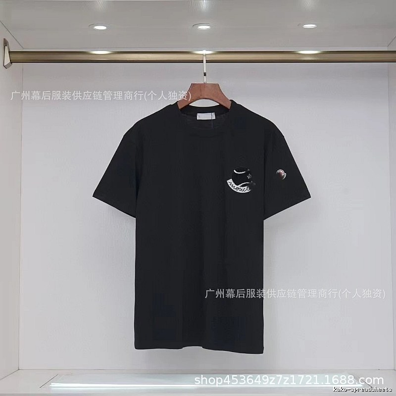 Moncler Embroidered Casual Black Short-sleeve T-shirt