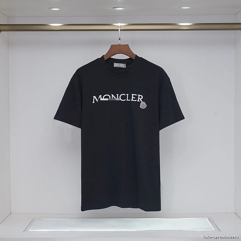 Moncler Embroidered Casual-Style Black T-Shirt
