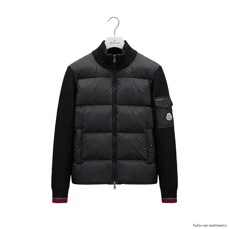 Moncler knitted and spliced black down jacket