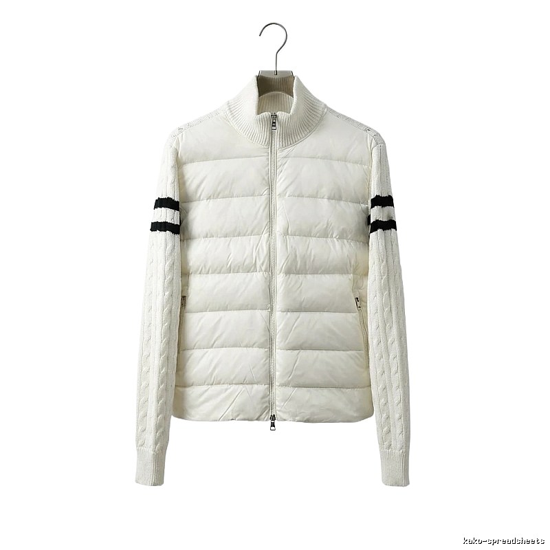 Moncler knitted and spliced windproof white down jacket