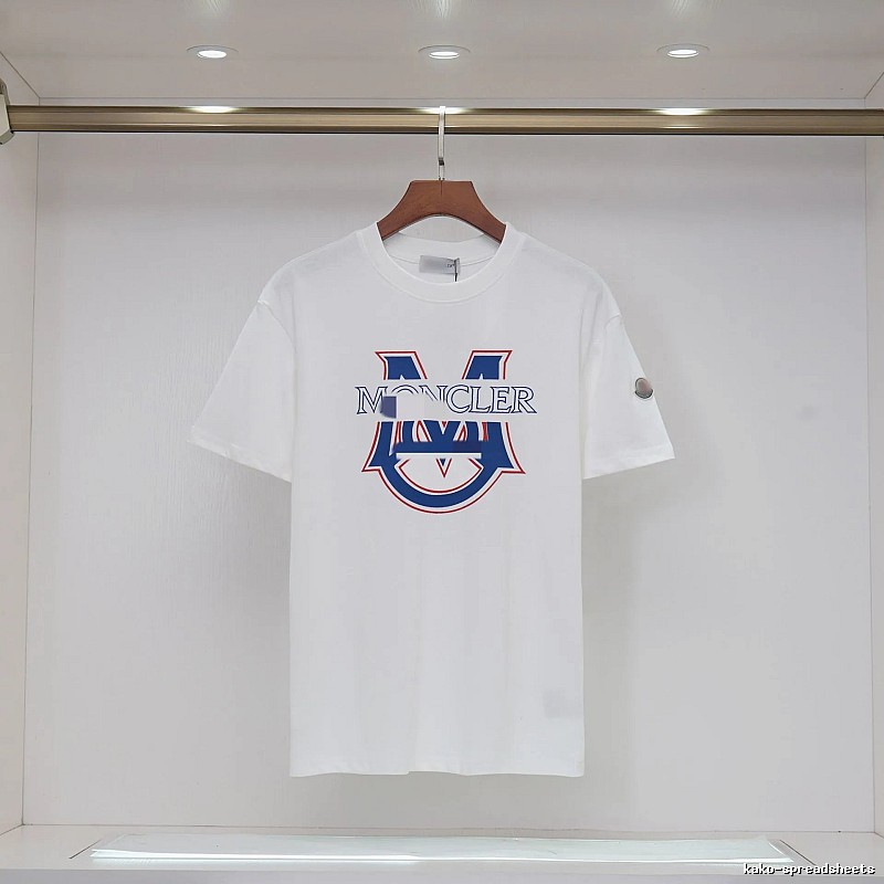 Moncler Large M Printed Casual Style White T-Shirt
