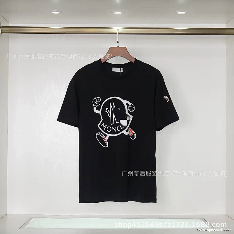 Moncler Trendy Black Cartoon Print Short-sleeved T-shirt