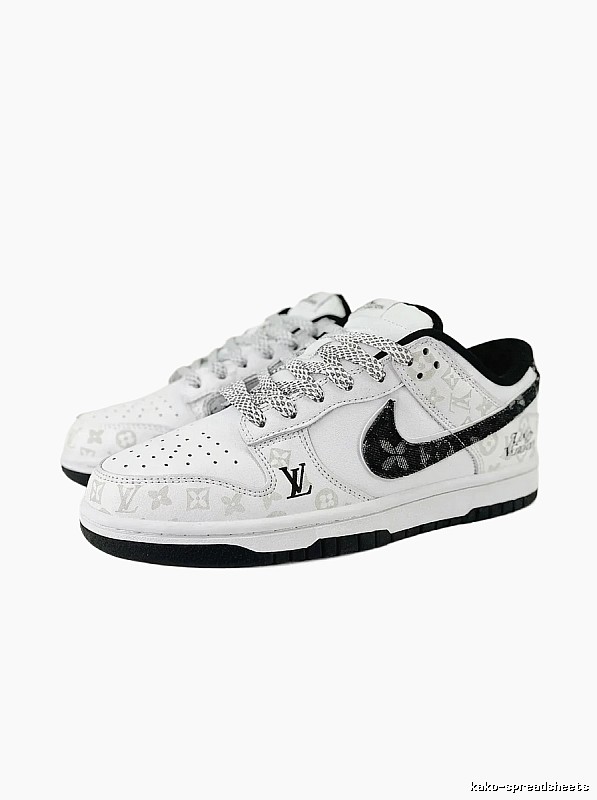 Nike and LV co-branded black and white sports shoes
