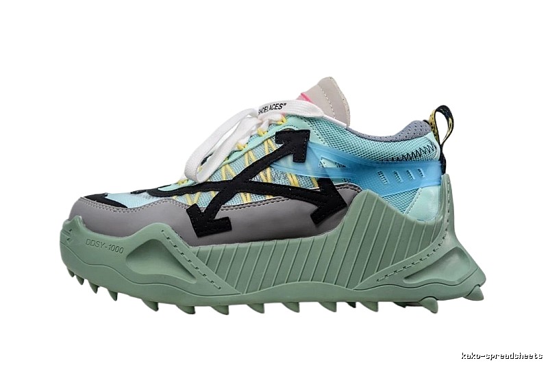 Off-White Grey-Green Functional Style Sports Shoes