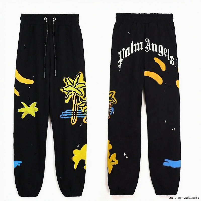 Palm Angels Graffiti Style Black Sweatpants