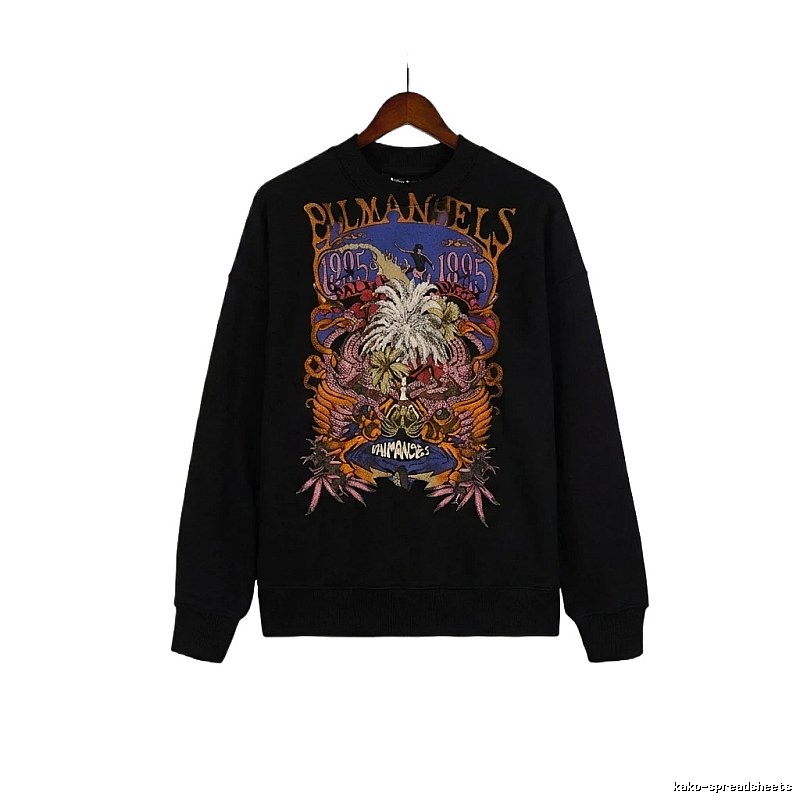 Palm Angels Printed Trendy and Cool Black Sweatshirt