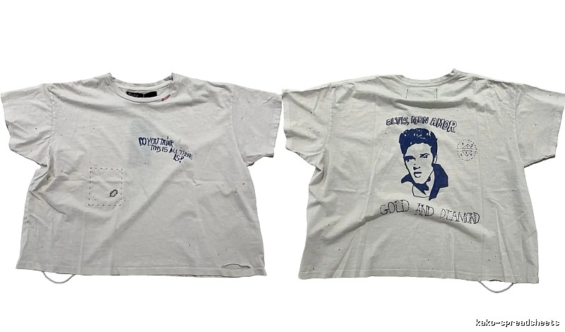 Paly Hollywood Elvis Vintage Distressed White T-Shirt