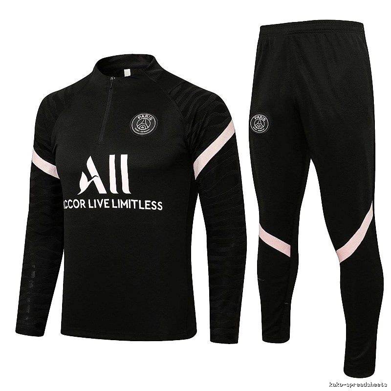 Paris Saint-Germain 2021-22 Black Training Tracksuit Set Everyday Rotation