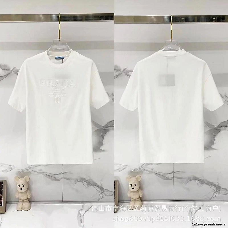 Prada Classic Collection Minimalist Style White Short-sleeved T-shirt