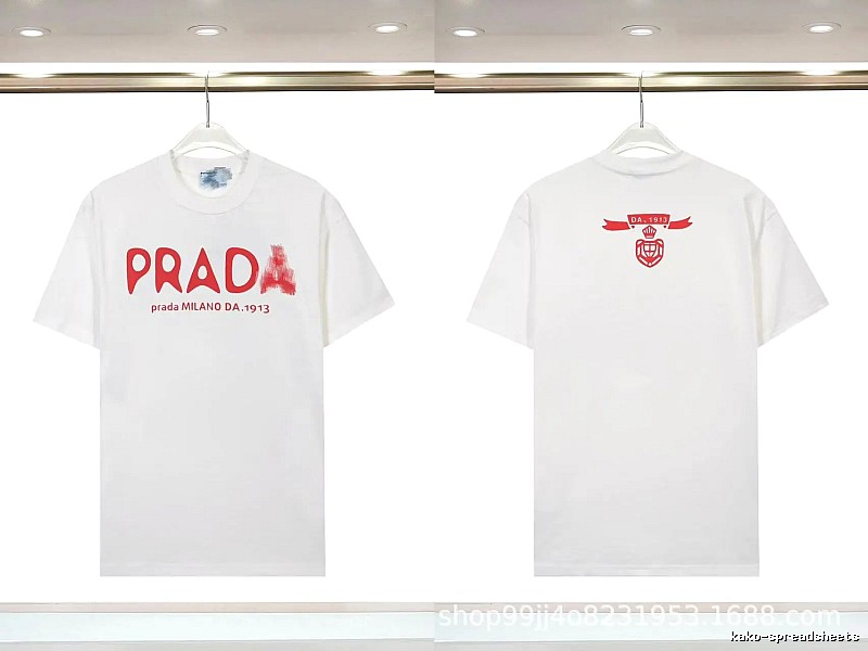 Prada Graffiti Collection Casual Style White Short-sleeve T-shirt