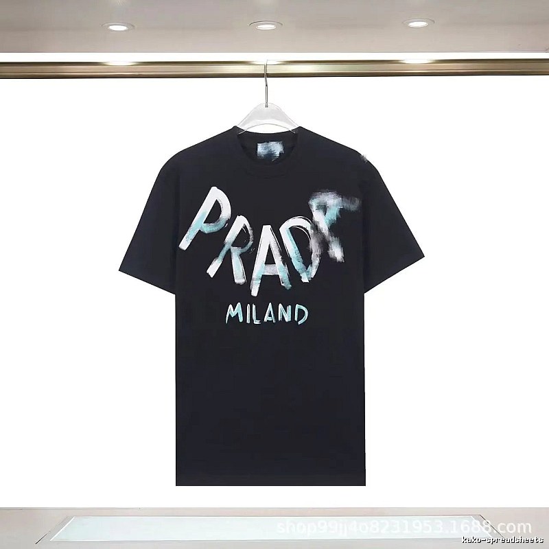 Prada Graffiti Collection Trendy Style Black Short-sleeve T-shirt