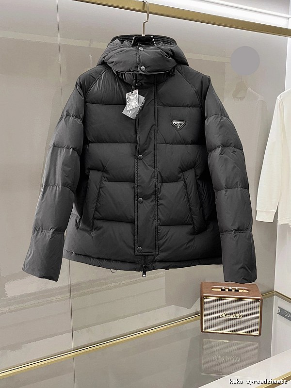 Prada Hooded Puffer Jacket with Black Hooded Logo