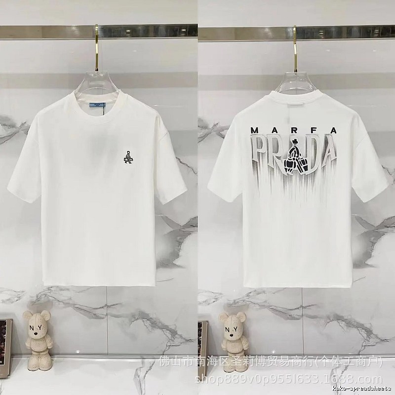 Prada MARFA Streetwear Style White Short-Sleeve T-Shirt