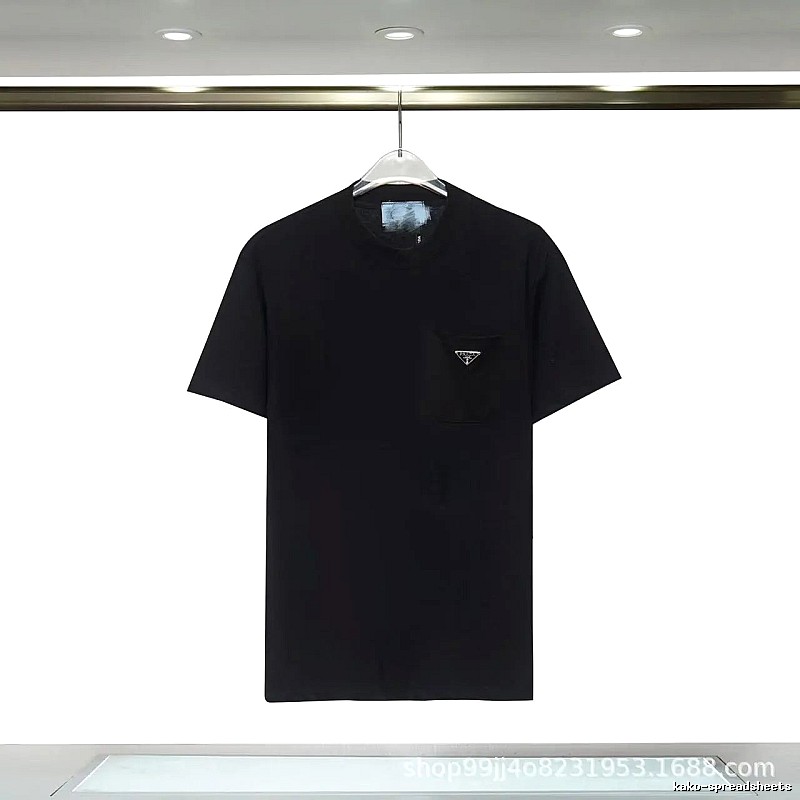 Prada Triangle Logo Minimalist Style Black Short-sleeve T-shirt