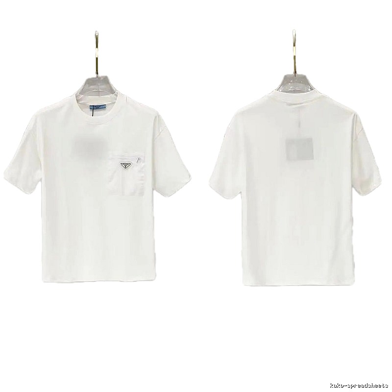Prada Triangle Logo Minimalist Style White Short-sleeve T-shirt