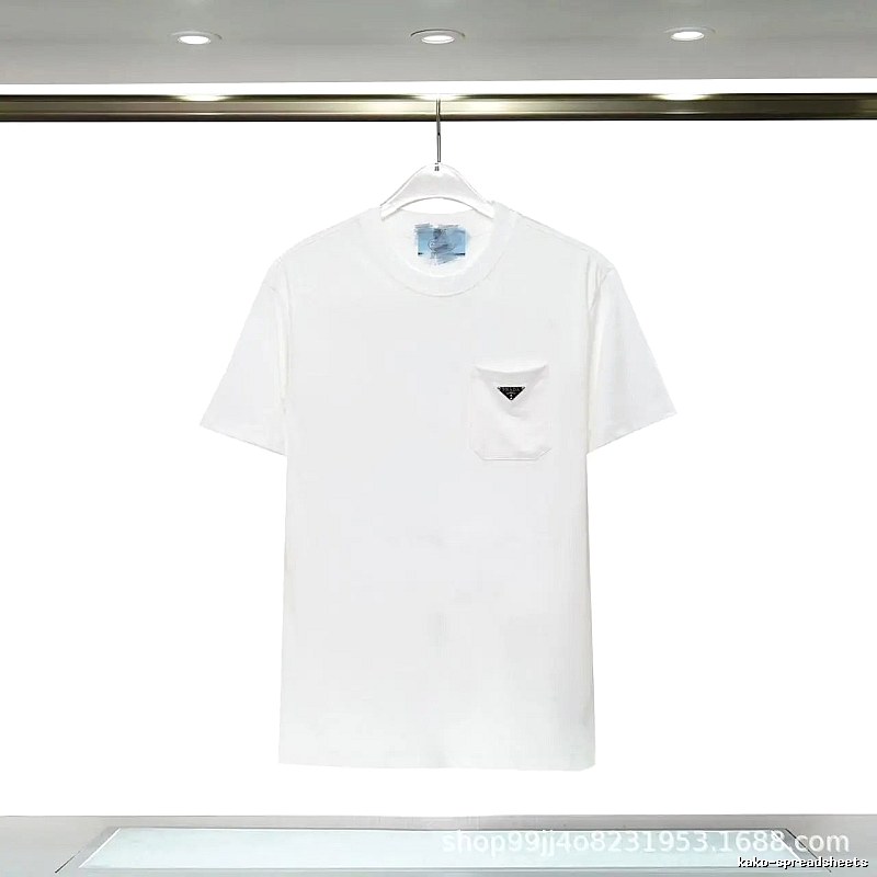 Prada Triangle Logo Minimalist Style White Short-sleeve T-shirt