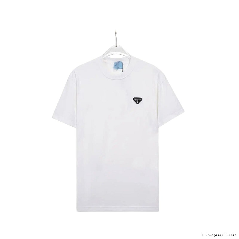 Prada Triangle Logo Minimalist Style White Short-sleeve T-shirt