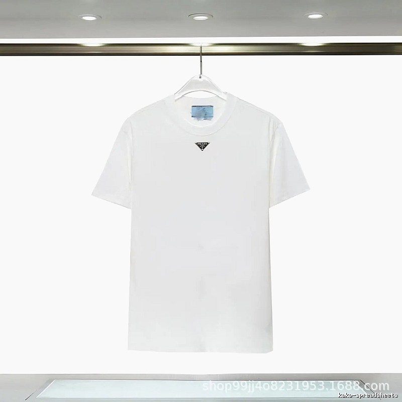 Prada Triangle Logo Minimalist Style White T-Shirt