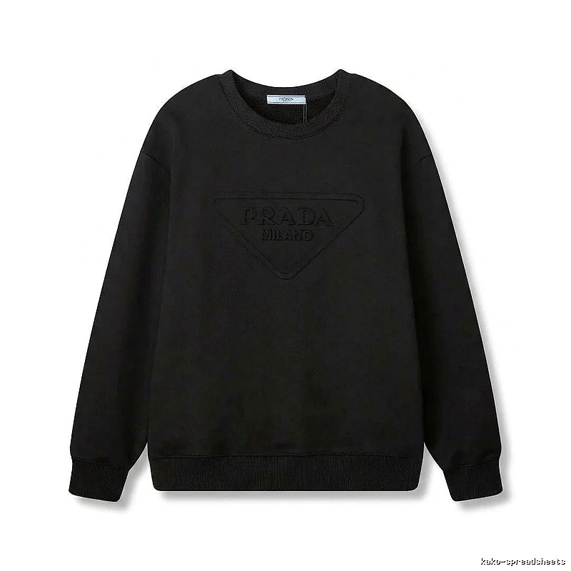 Prada triangular logo simple black sweatshirt