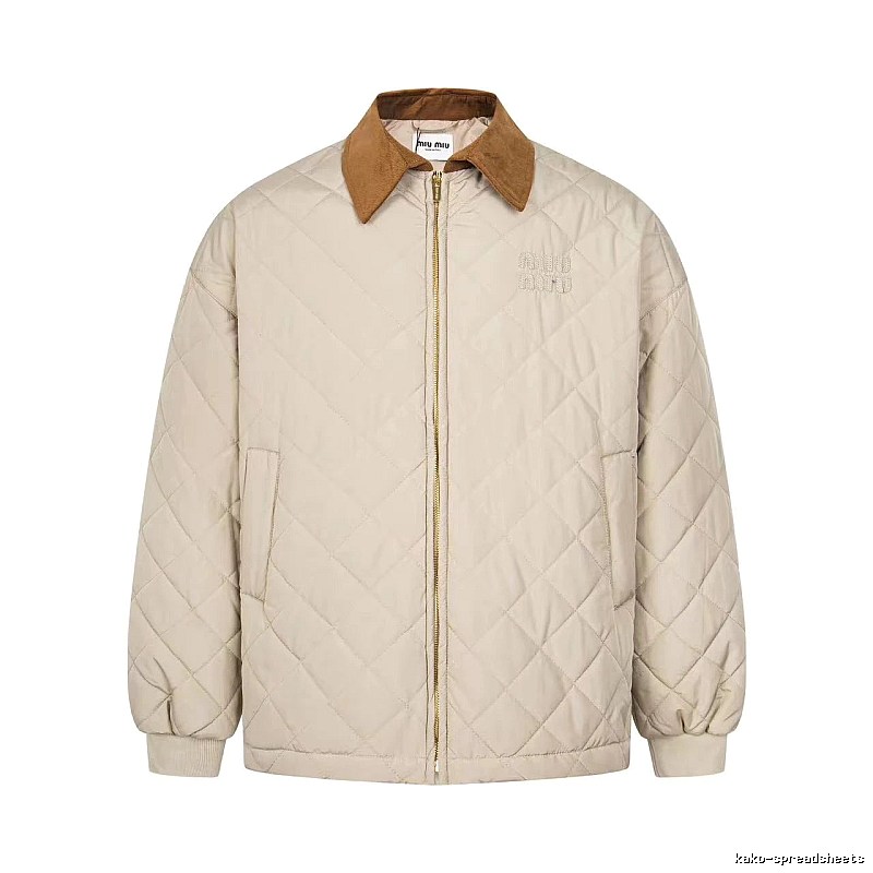 Quilted Collared Jacket with diamond stitching and a contrasting brown collar - Travel