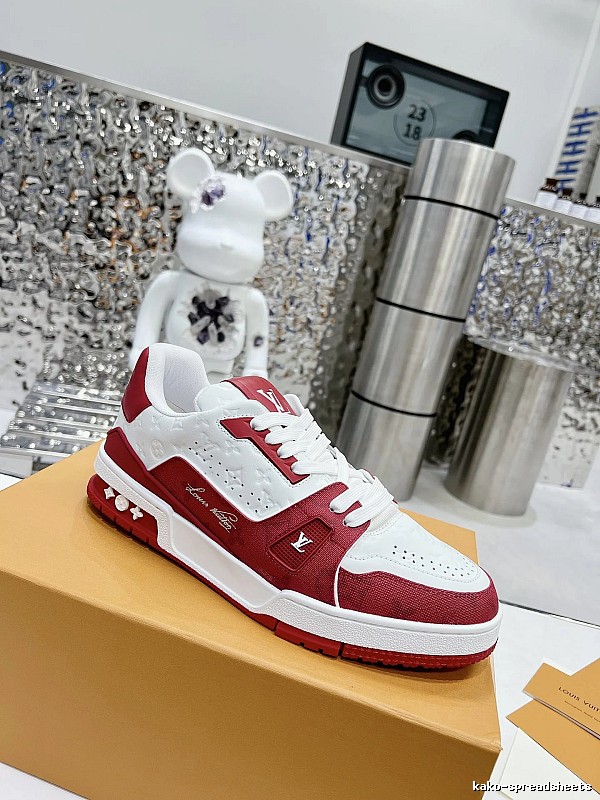 Red White Low-top Sneaker by Louis Vuitton with Red