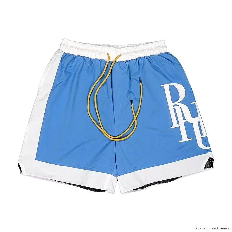 RHUDE Blue and White Contrast Color Sports Shorts