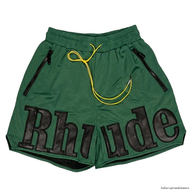 RHUDE letter-style green shorts