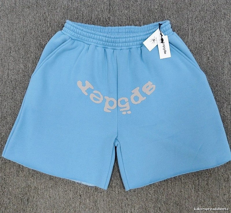 Sp5der Foam Print Street Style Light Blue Shorts