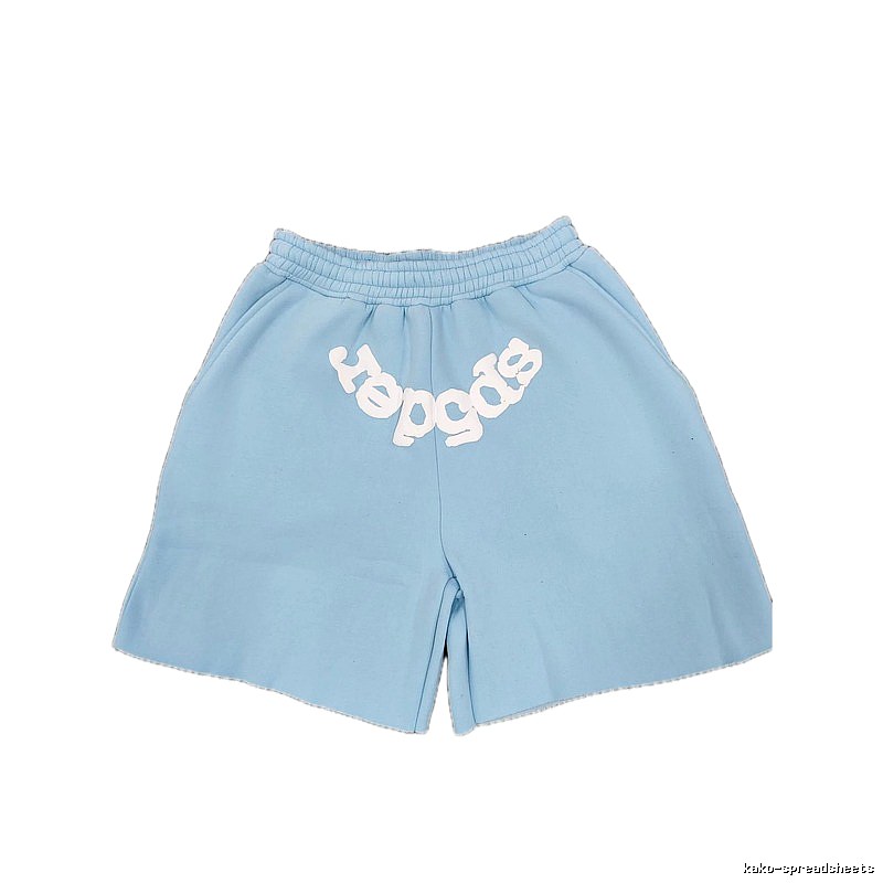 Sp5der Foam Print Street Style Light Blue Shorts