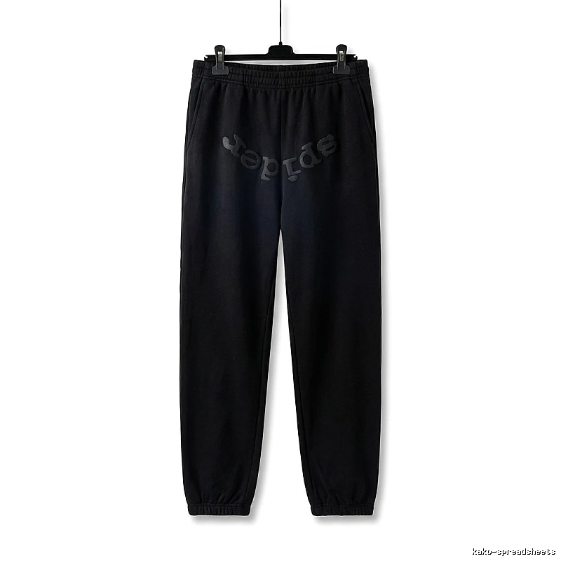 Sp5der Letter Trendy brand Black Sweatpants