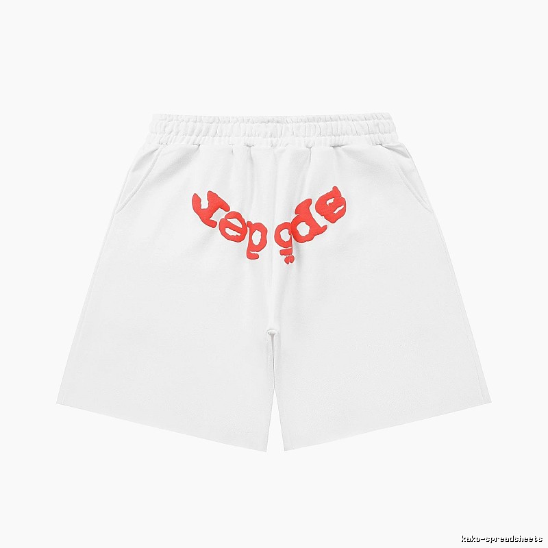 Sp5der red letter white shorts