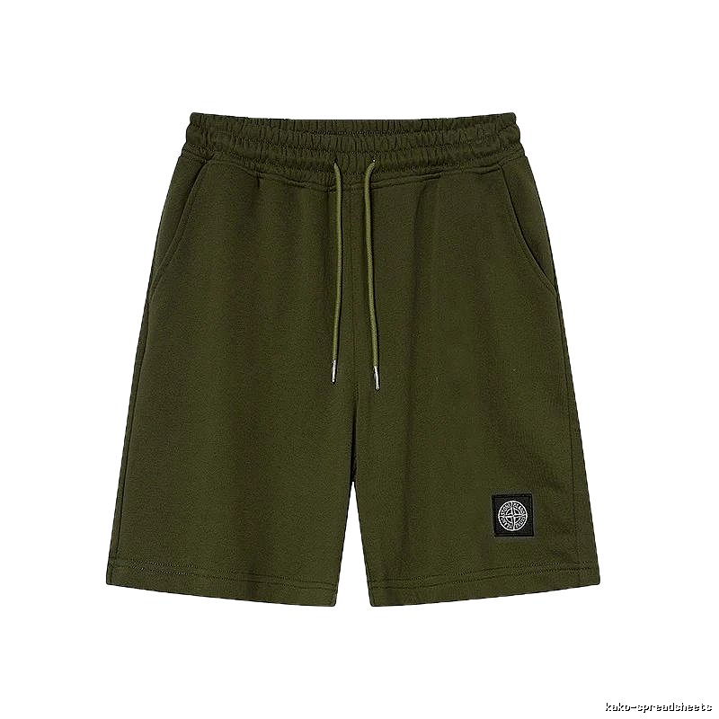Stone Island Badge Casual Style Army Green Shorts