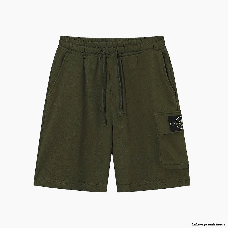 Stone Island Classic Workwear Style Army Green Casual Shorts