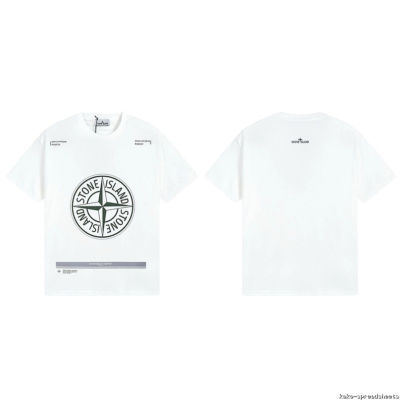 Stone Island Compass Print Casual Style White Short-sleeve T-shirt