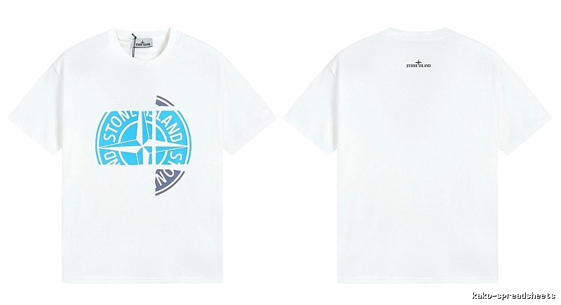 Stone Island Compass Print Cool Trendy Style White T-Shirt