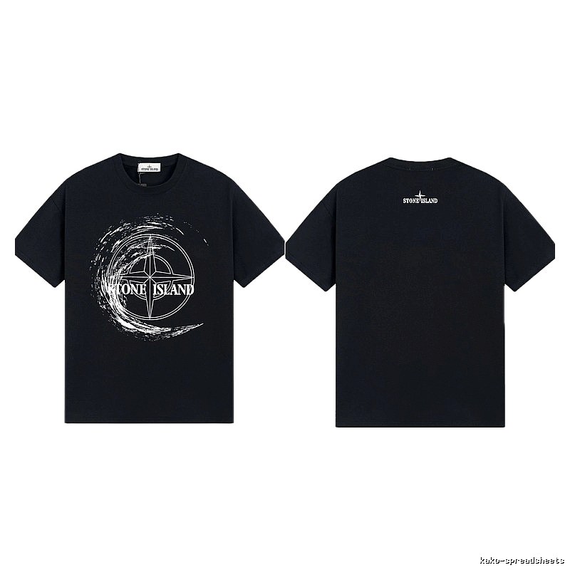 Stone Island Compass Print Street Style Black T-Shirt
