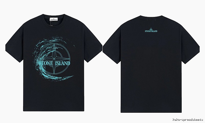 Stone Island Compass Print Street Style Black T-Shirt