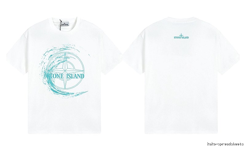 Stone Island Compass Print Street Style White T-Shirt