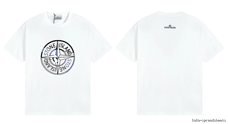 Stone Island Compass Print Street Style White T-shirt