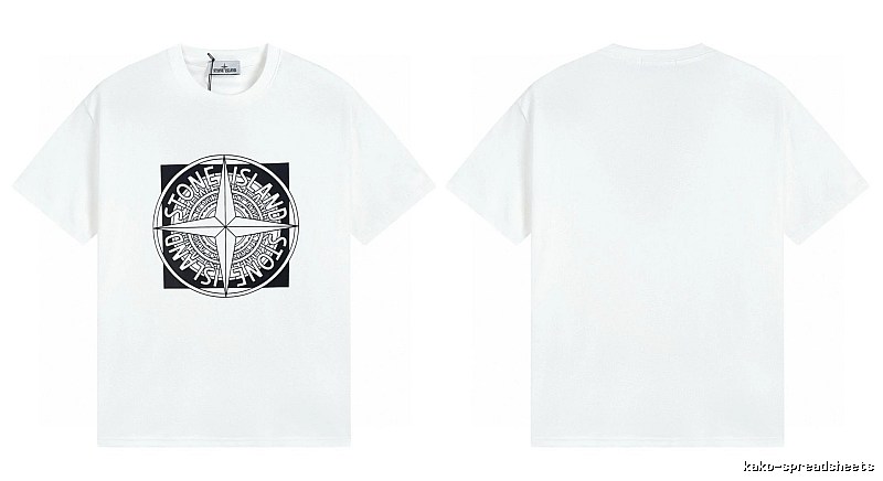 Stone Island Compass Print Street Style White T-Shirt
