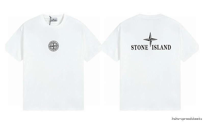 Stone Island Printed Street Style White Short Sleeve T-shirt