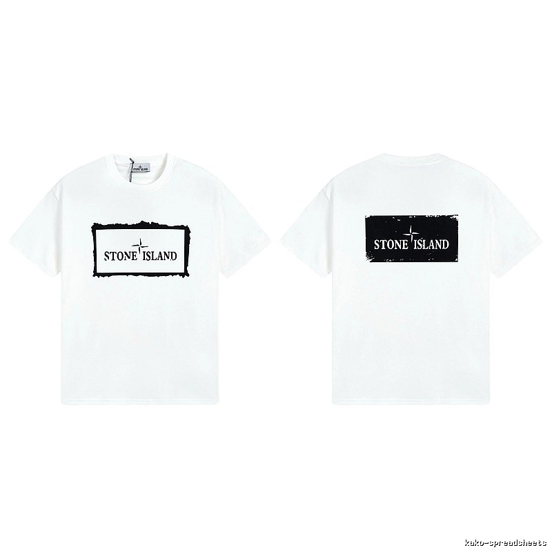 Stone Island Printed Street Style White Short Sleeve T-Shirt