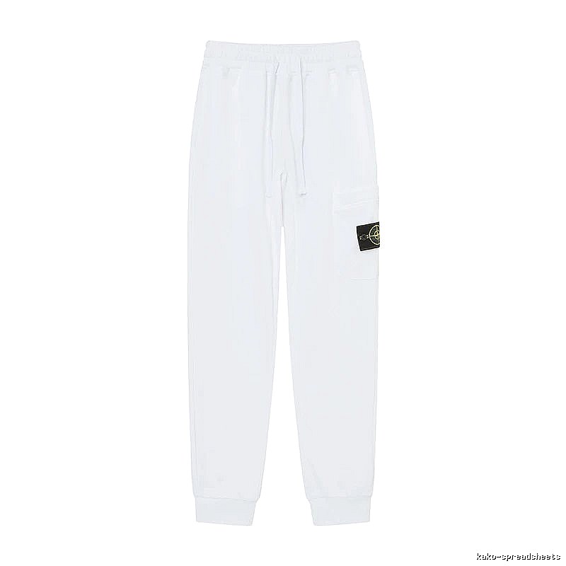 StoneIsland Badge Workwear Style White Sweatpants