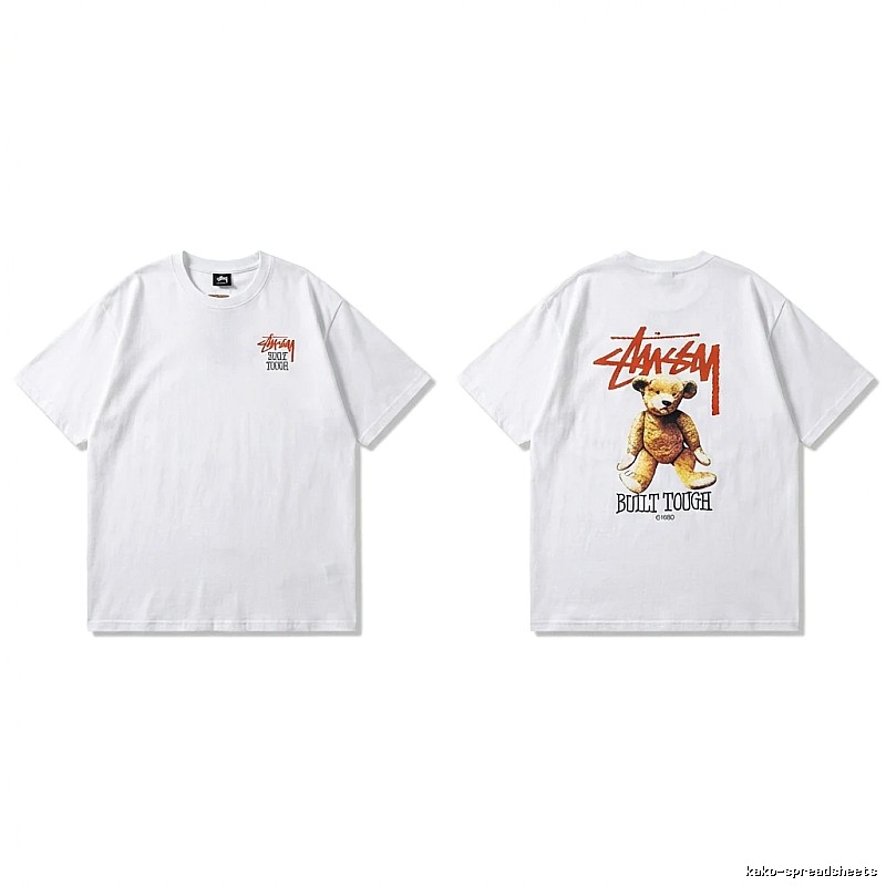 Stussy bear print white T-shirt