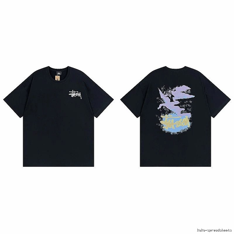 Stussy Black Spider Graphic T-Shirt Training Look Logo