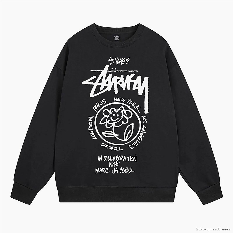 Stussy Black Style 539 Graphic SweatShirt Campus Look