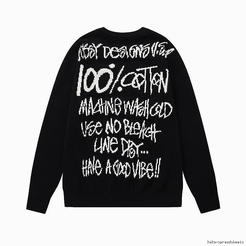 Stussy Black Swirl Graphic SweatShirt Relaxed Styling