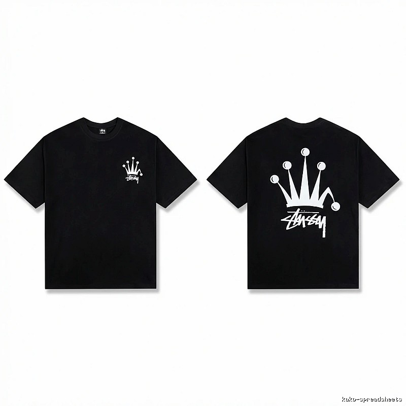 Stussy Crown Trendy and Cool Style Black T-shirt